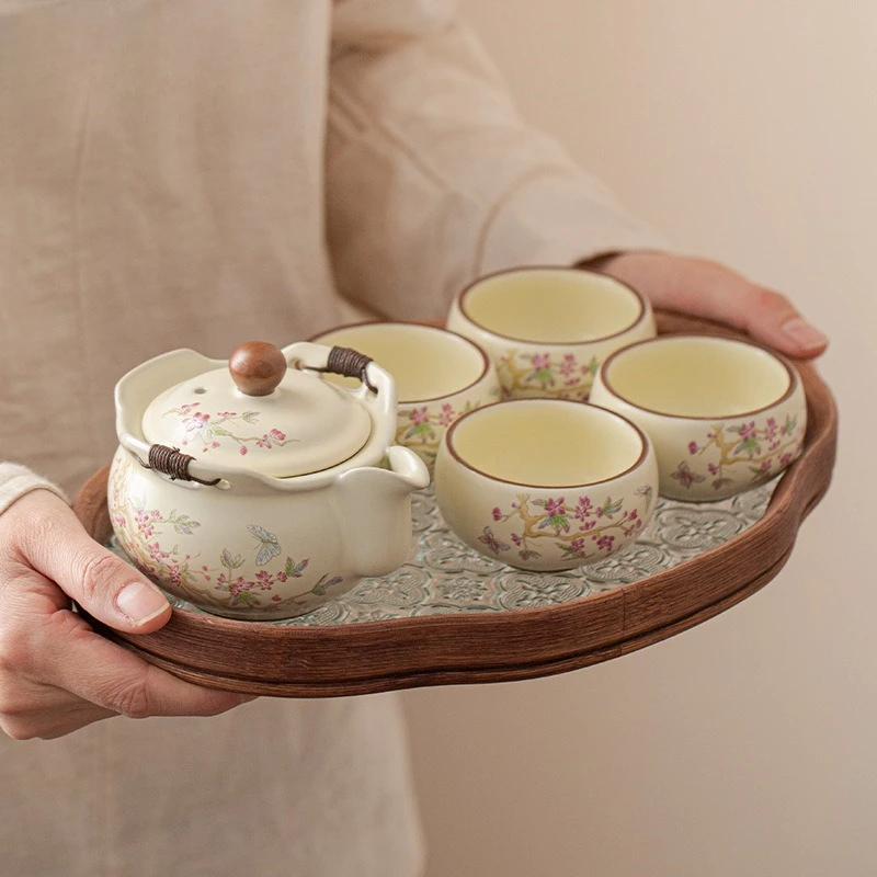 

Фиолетовая виноградная лоза, рис, желтый Ru, печь, кунг-фу, чайный сервиз, элитный китайский бытовой ручной горшок, антиожоговая чаша для чая