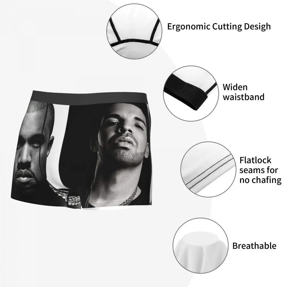 Kanye West Men\'s Boxer Briefs Boxer Briefs Highly Breathable Underwear Top Quality Print Shorts Birthday Gifts