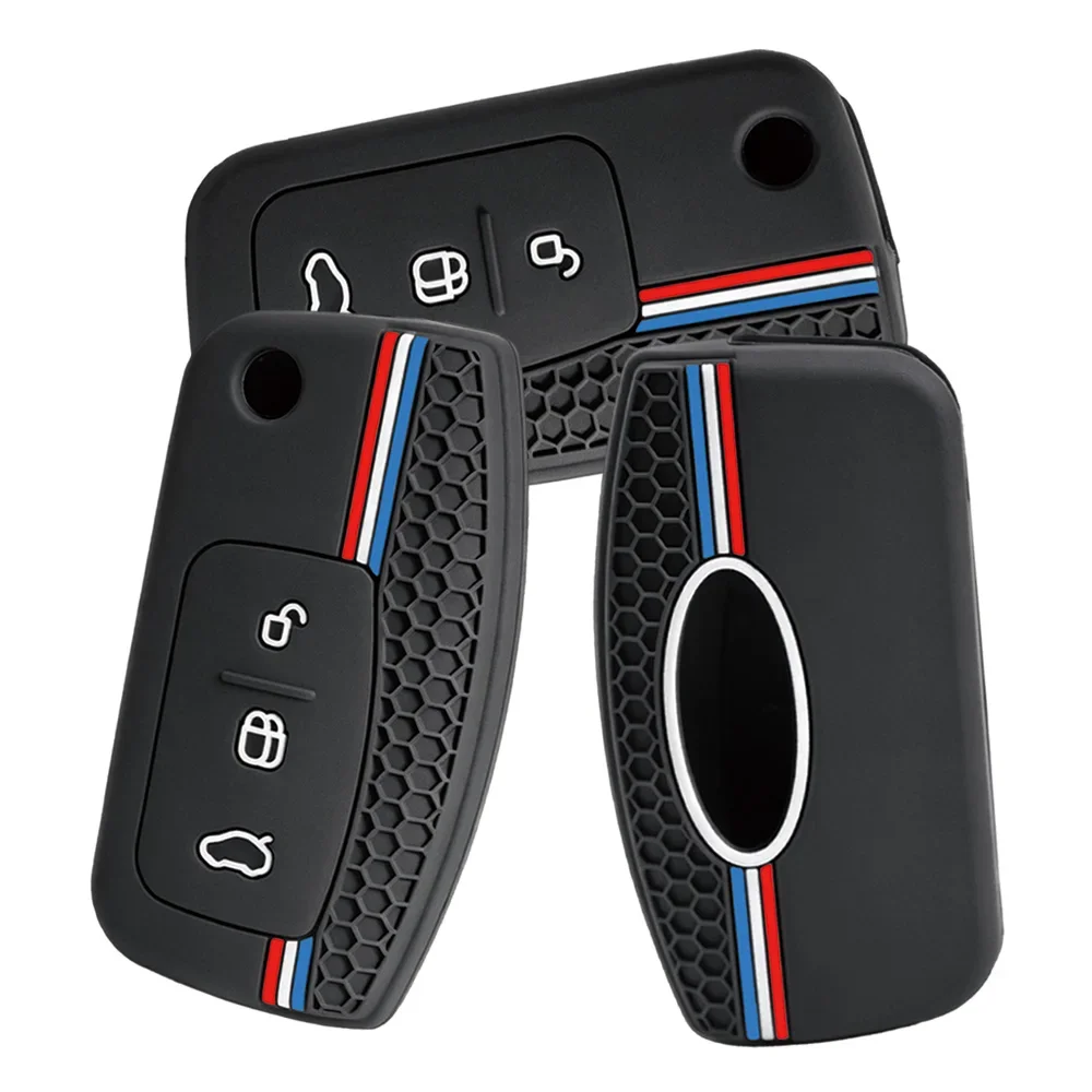 silicone car key case cover key holder for Ford Focus mk2 C Max S-MAX EcoSport Fusion Fiesta Mk7 Cowgar Mondeo 2 Mustang Mach
