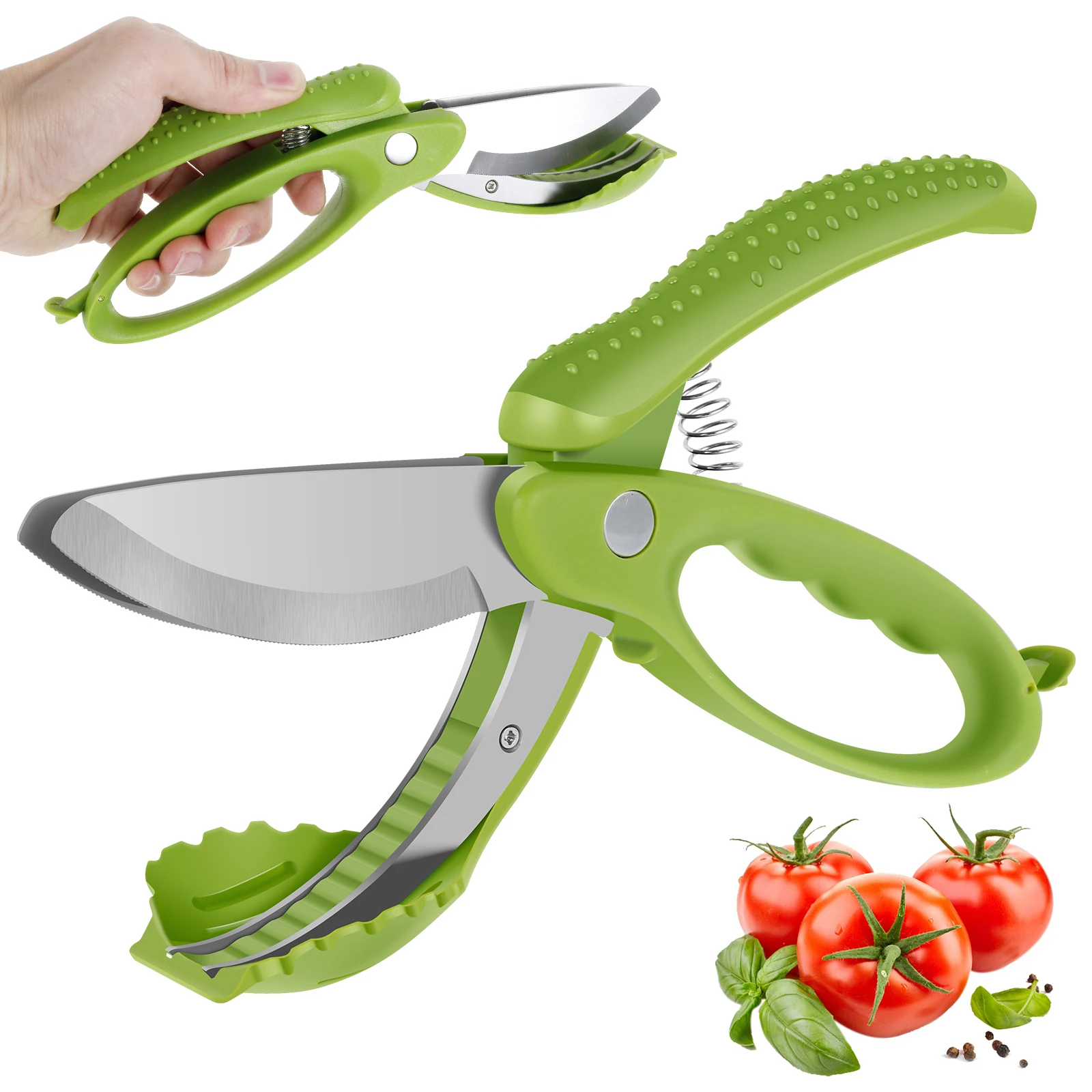 Salad Scissors with Double Blades for Tossing & Chopping Multifunctional Food Cutter Scissors Fast Double Cutting Kitchen Gadget