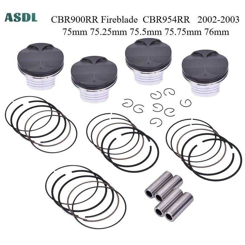 

4set 75mm 75.25mm 75.5mm 75.75mm 76mm STD~+100 Motorcycle Piston Rings For HONDA CBR900RR Fireblade CBR954RR 2002-2003 CBR1000RR