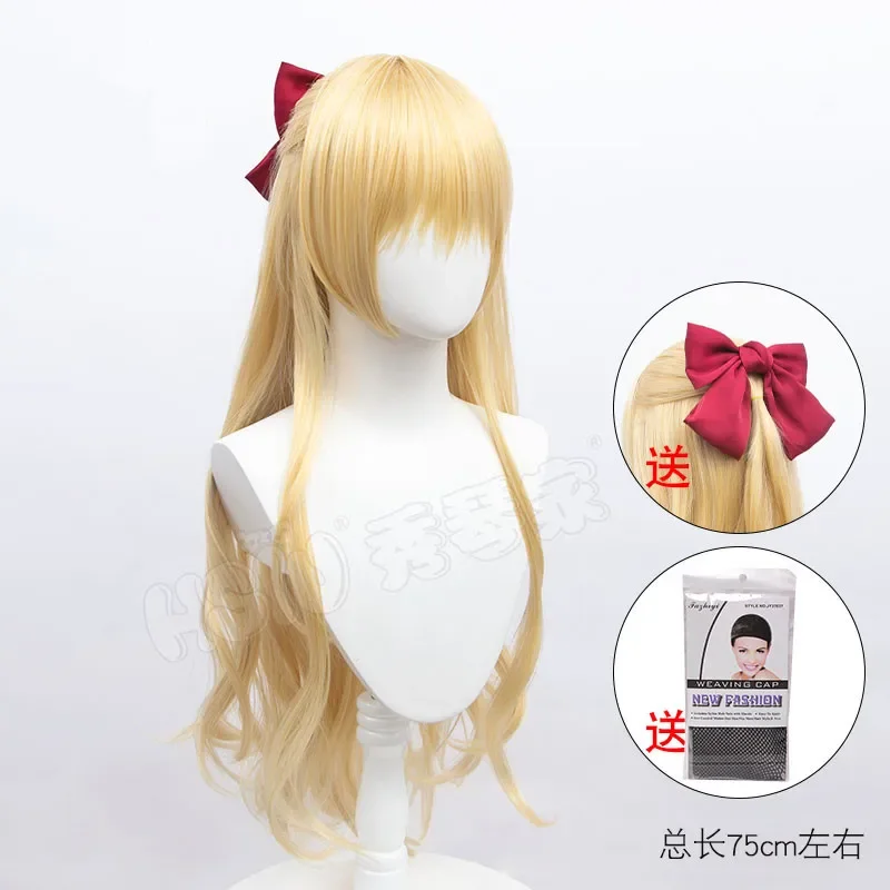 Classic Japan Anime Sailor Moon cosplay wig Usagi Tsukino Role Play Golden color long wig with 2 Buns costume