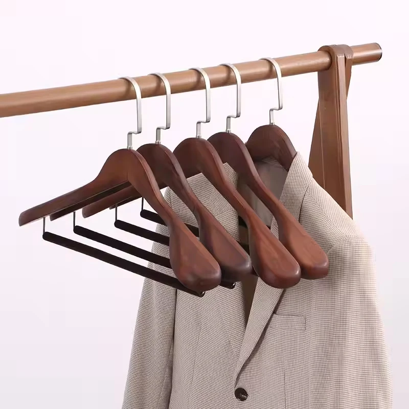 Luxury Wooden Suit Hangers Coat Hangers Jacket Outerwear Shirt Hangers with Wide Shoulder 360 Degree Swivel Hooks Anti-Slip Bar