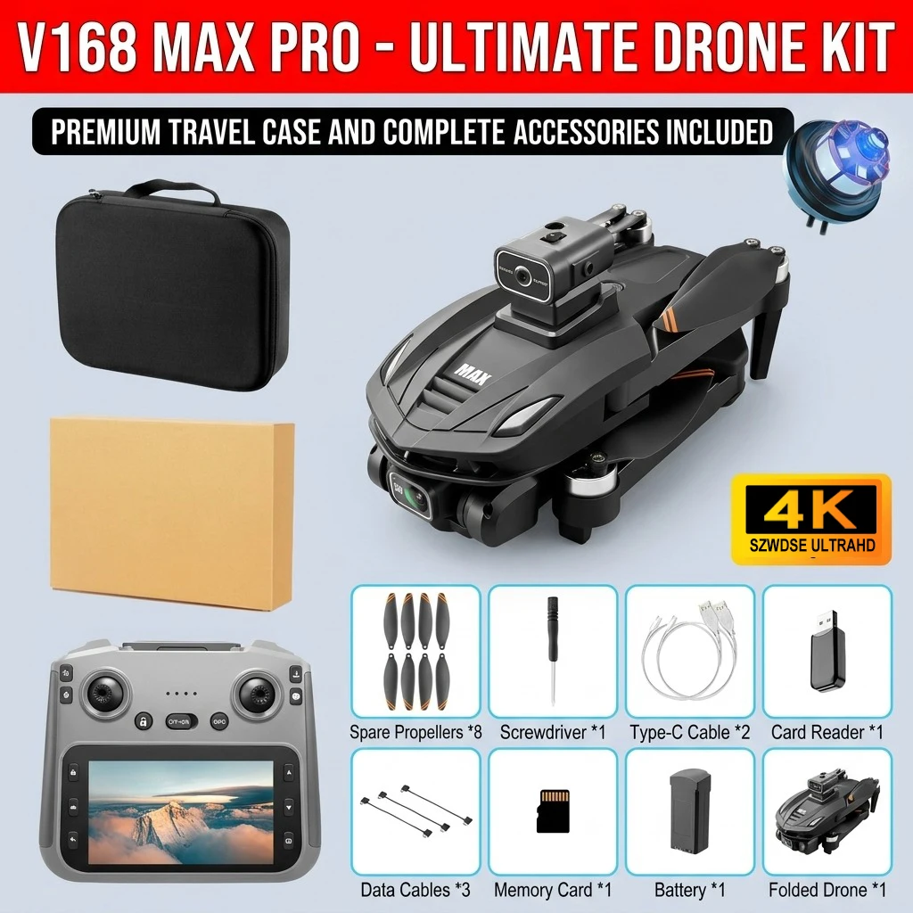 NEW V168 MAX GPS Drone Professional 8K Aerial Avoiding Obstacle With Large Screen Remote Control Folding Brushless Drone