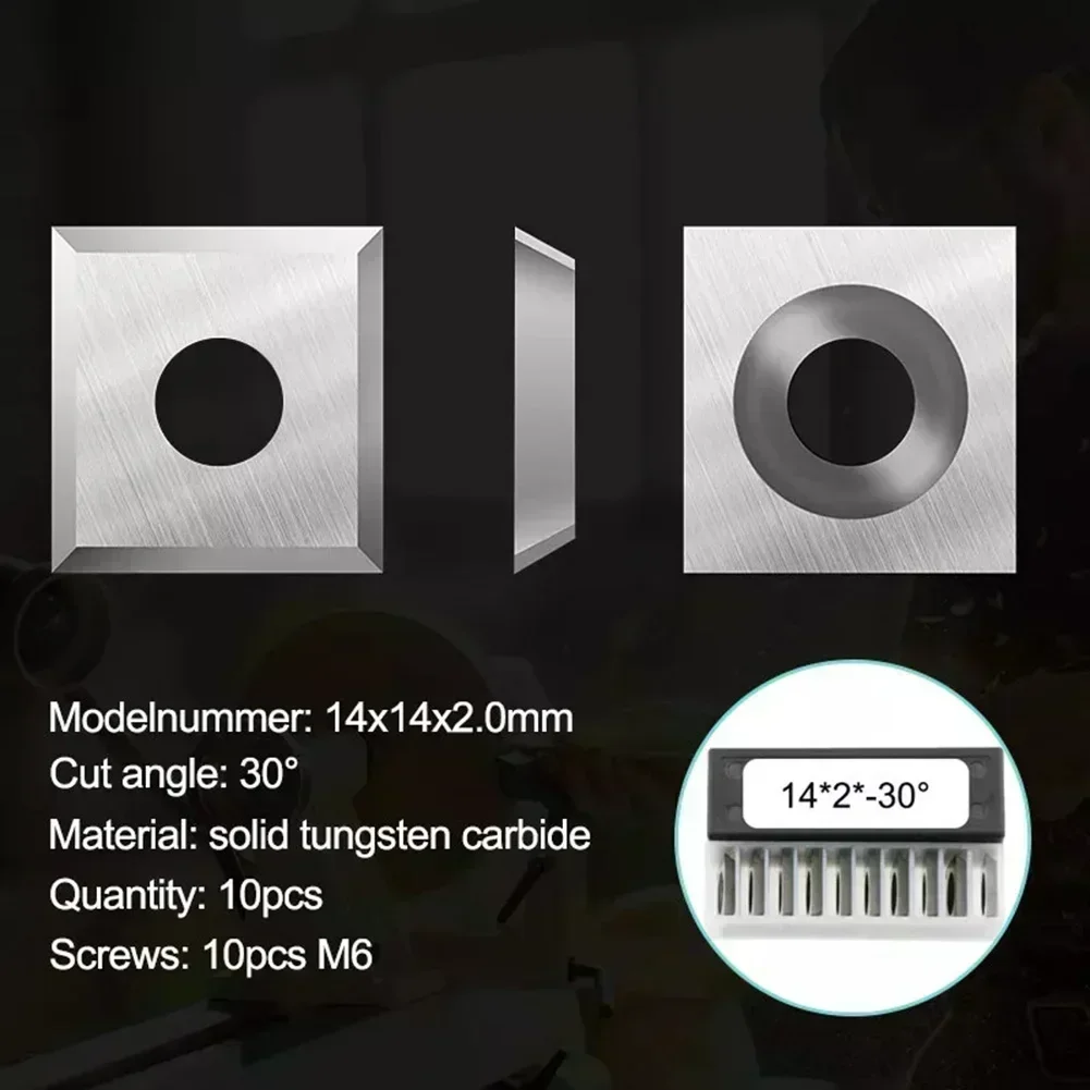 

Solid Carbide Lathe Inserts 10pcs 14mm Square with Screws and Wrenches for Wood Particleboard Plywood MDF Turning Tool