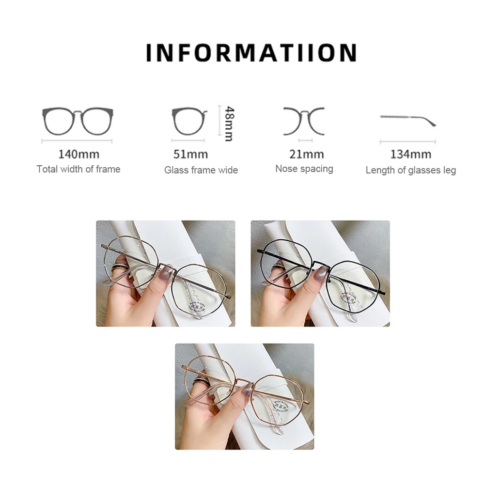 الفن ريترو للجنسين مضلع مكافحة نظارات الضوء الأزرق إطار معدني شقة العين موضة مريحة شفافة مشهد للرجال النساء
