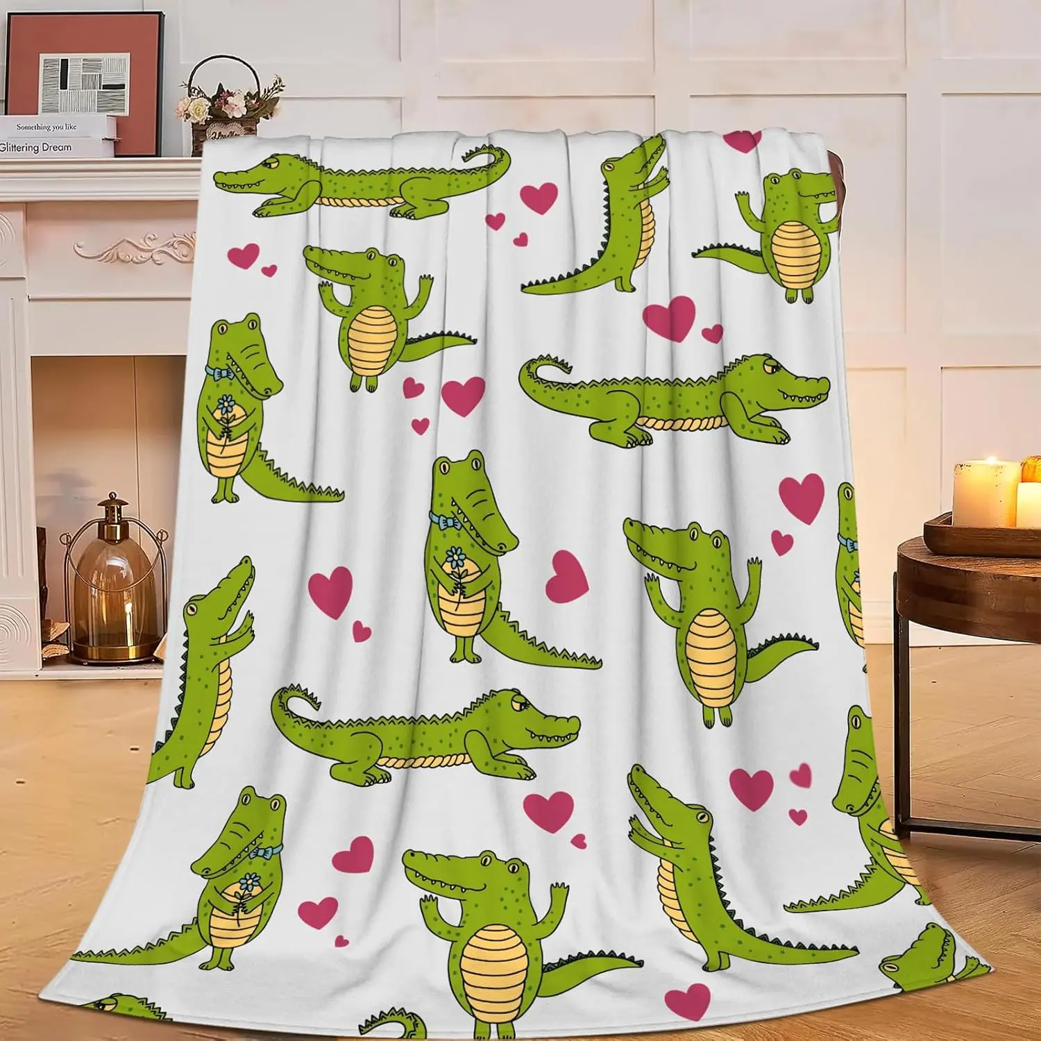 Crocodile Fuzzy Blanket Cartoon Crocodile Throw Blanket,Wild Safari Animal Fleece Blanket for Boys Girl Soft Fluffy Bed Blankets