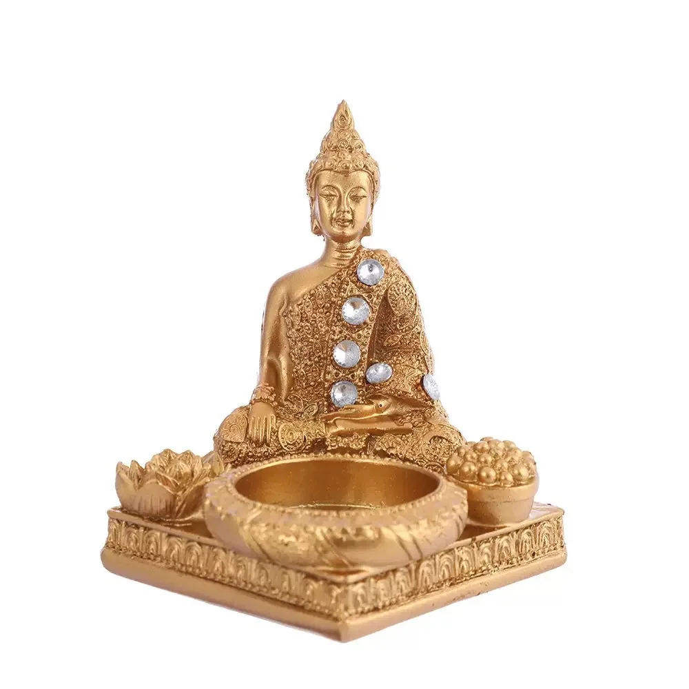 YFY Golden Buddha Candlestick Resin Ornament South East Asia Zen Crafts Home Buddha Hall Entrance Decoration