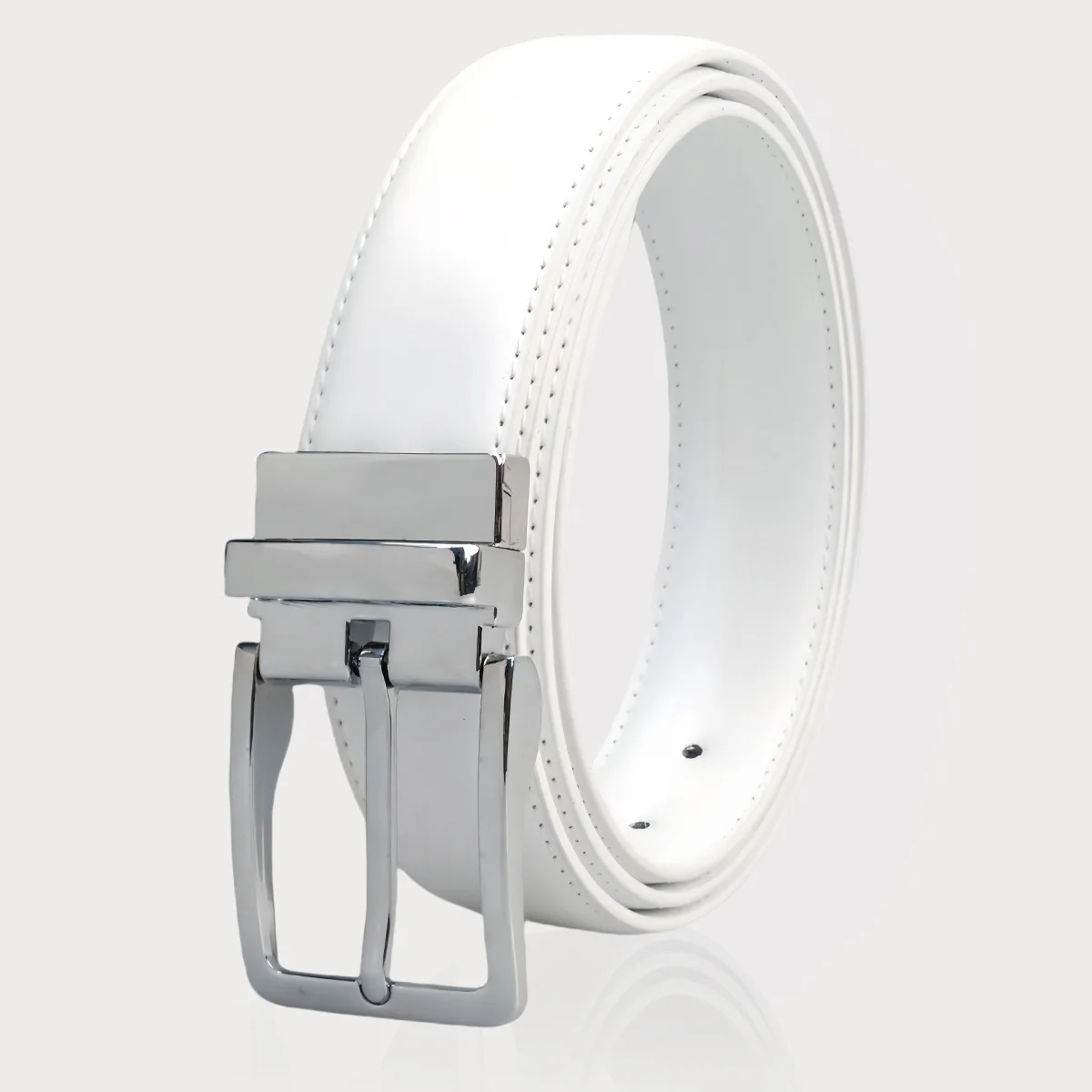 Rotatable pin buckle belt Casual belt Two-layer cowhide Hot-selling men's Perforated belt 3.3cm