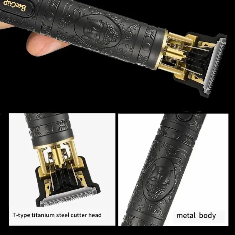 Rechargeable Clipper Haircut Razor for Men Shaver Adult Electric Home USB Charging Barber Shop Vintage Clipper Black Buddha Head image 4