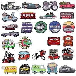 Cartoon Car Collection Brooch Sports Car Racing Motorcycle Bike Truck Bus RV Train Car Metal Badge Punk Pins Jewelry Friend Gift