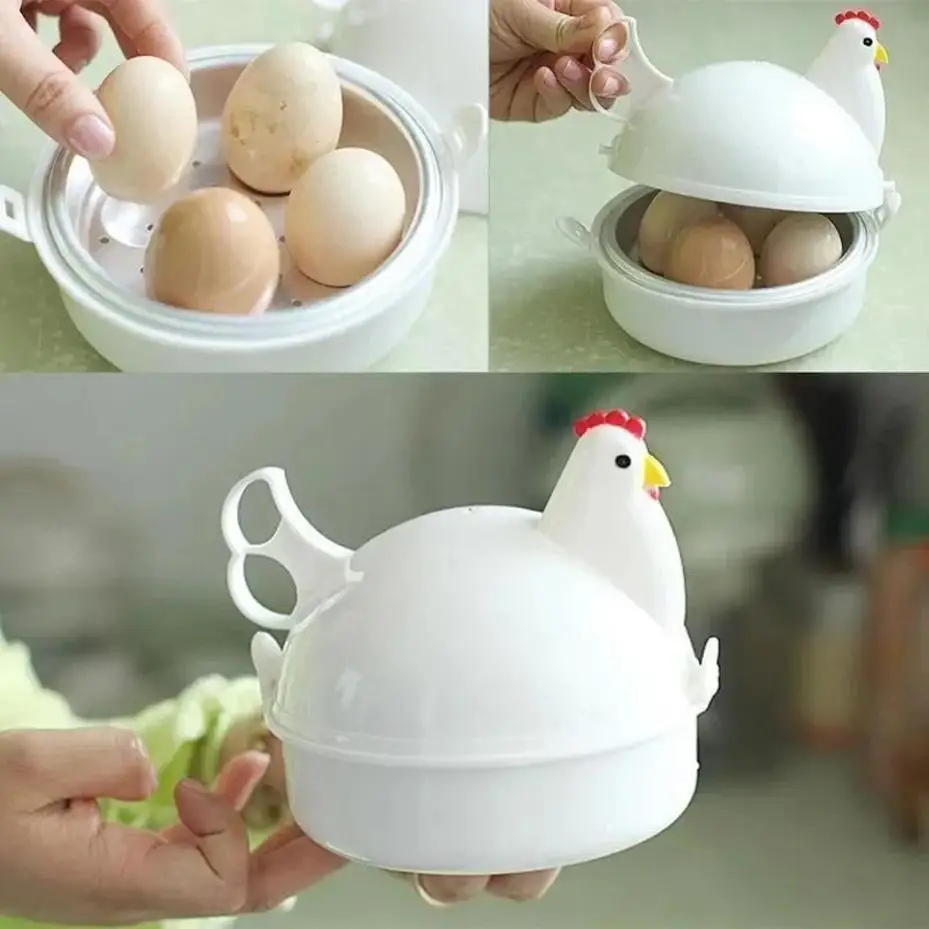 1 Pcs Lovely Chicken Shaped Egg Boiler Steamer 4 Eggs 1Egg Microwave Eggs Cooker Cooking Tool Kitchen Accessories Gadgets