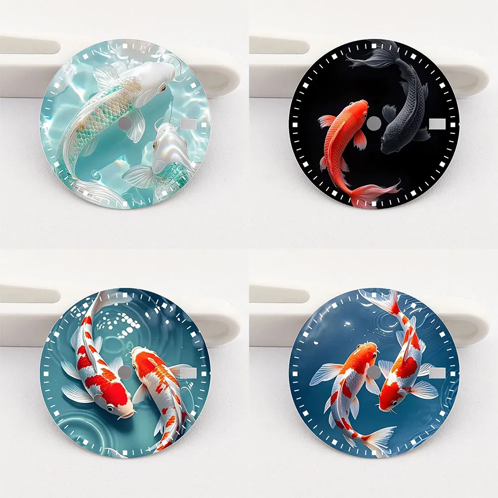 

The 28.5mm NH35 dial koi fish dial color-printed personalized dial is suitable for the NH35/36 movement