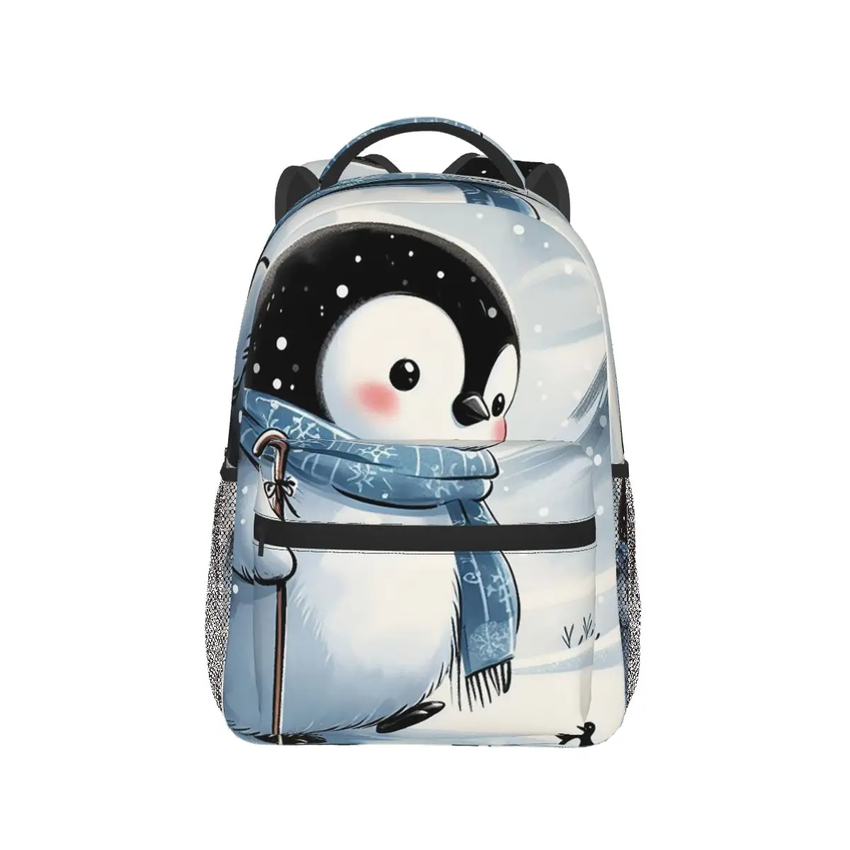 Penguin Waddle In The Snow Backpack Hot Sale Daypack Large Capacity Boys Girls BookBag School Bag Shoulder Bags for Men Women