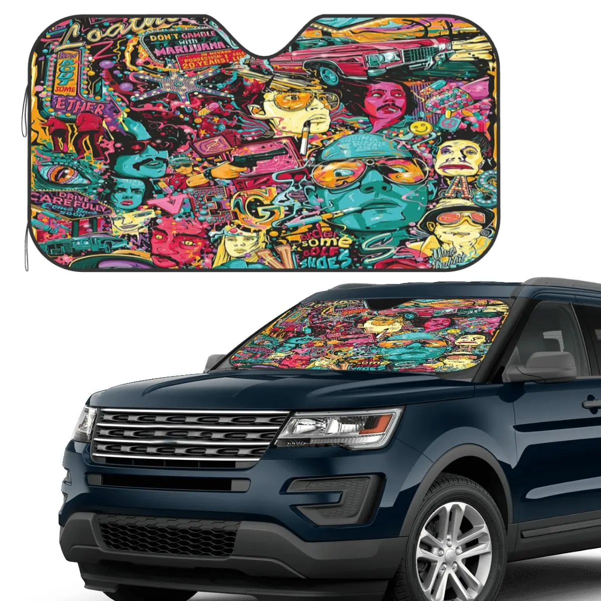 

Fear And Loathing In Las Vegas Art Sunshade Windscreen Car Front Windshield Window Sun Visor Accessories Covers