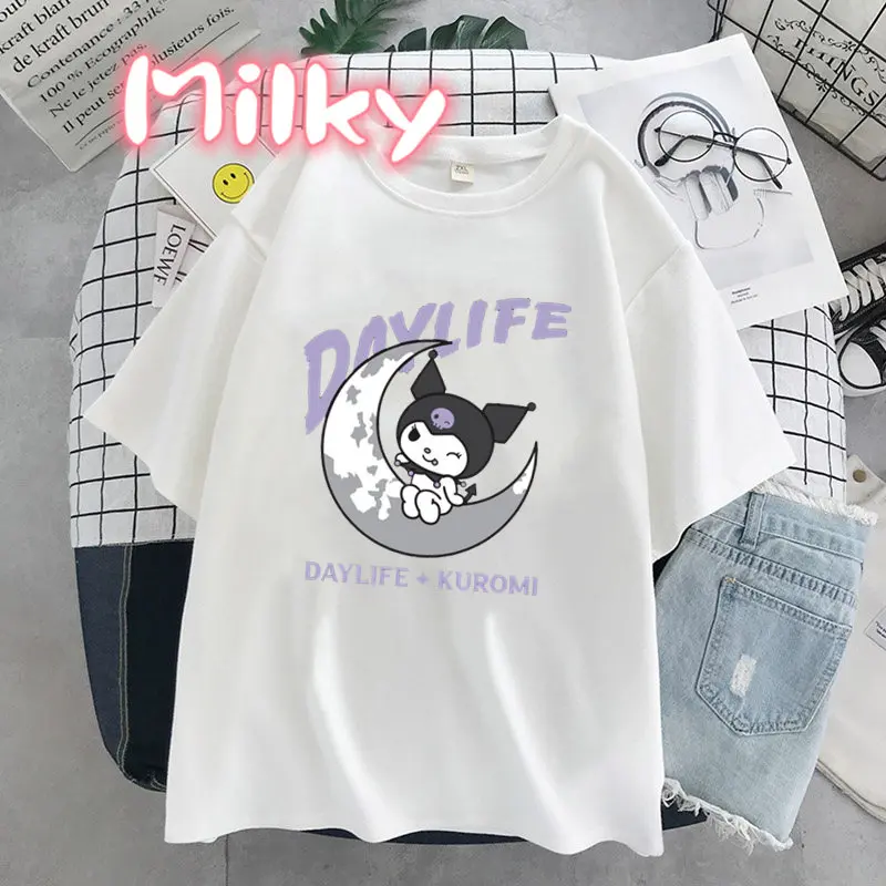 T-shirt à manches courtes imprimé Punk Gothic Kuromi pour femmes, Streetwear d'été, T-shirt de dessin animé Harajuku pour filles, T-shirt Crush