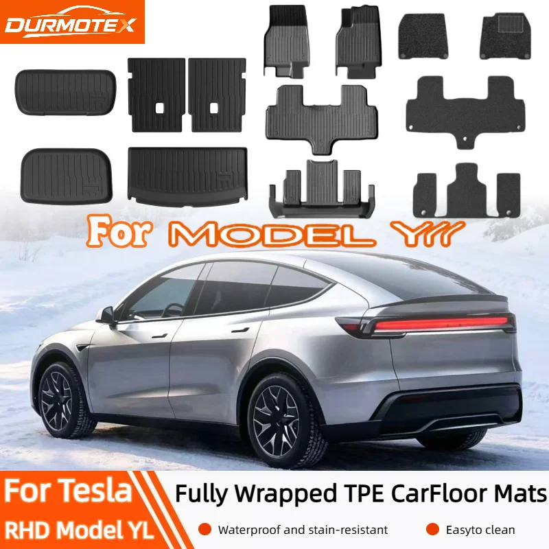 For RHD Tesla Model YL Launch 2026 Waterproof Anti-slip Floor Mats Trunk Mat Full Set Four Seasons Car Interior Accessories