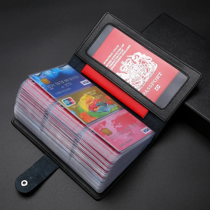 Extra Large Capacity Leather Card Holder Men Long Style Multi-card Slot Case Leather Credit Card Document Bag Korean Style