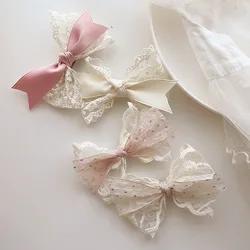 Lazo de cinta de encaje de princesa para niña, tocado de Lolita, Clip superior, horquilla para la cabeza, vestido de fiesta, boda, cumpleaños, accesorios para bebé