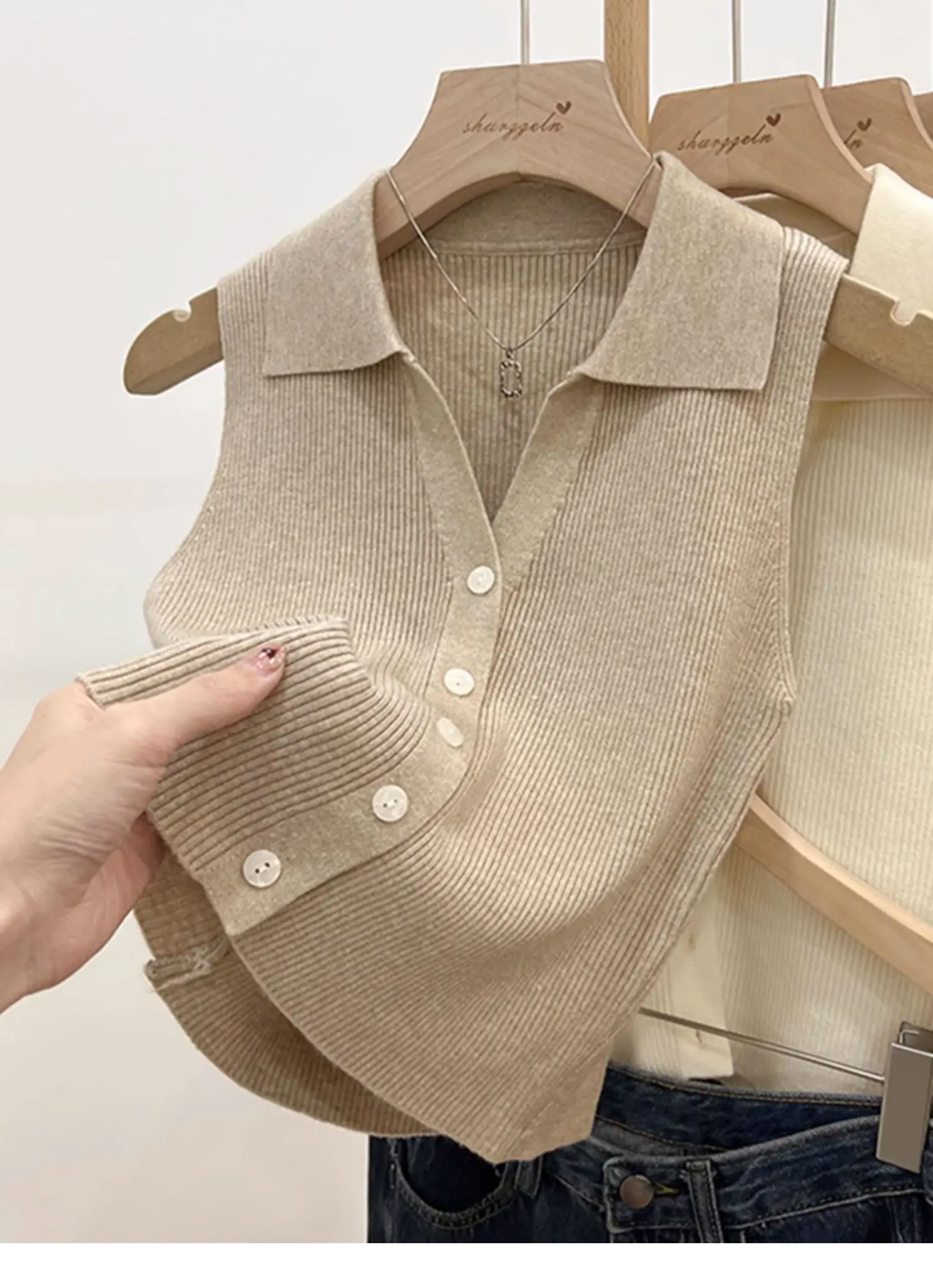Solid Color Knitted for Women Cardigan Korean Single Breasted Sleeveless Jumper Woman Round Neck All Match Cardigans Outwear