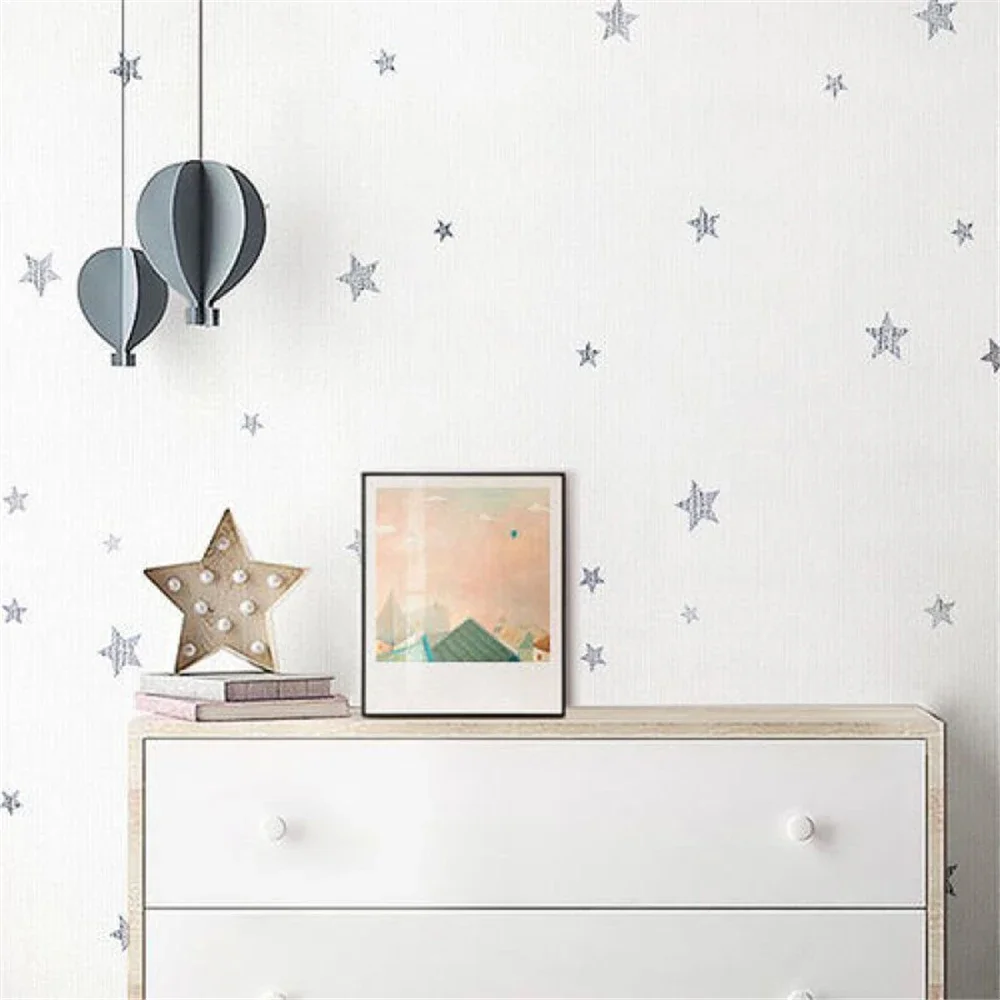 Papel tapiz de estrellas de colores para niños, decoración de dormitorio, autoadhesivo, PVC, muebles, niños, bebé, niño, niña, Mural, estrella de