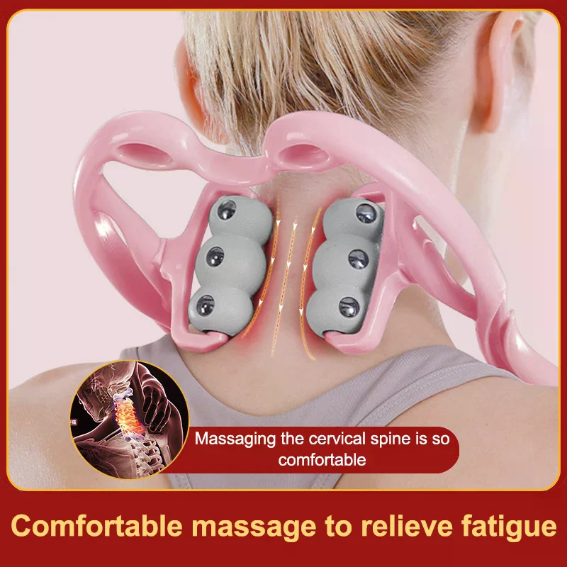 Six-Wheel Magnetic Therapy Manual Cervical Massager Muscle Relaxation Tool for Neck Back Waist Pain Relief