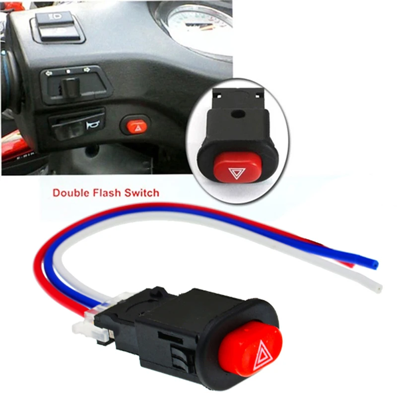 Motorcycle Double Flash Switch Hazard Light Switch Button Flash Warning Scooter Electric Vehicle  Emergency Signal Lamp