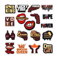 1 Pcs Melanin Magic PVC Shoe Charms Accessories Black Queen King Dope Power Lucky You Period Shoe Upper Buckle Decorations