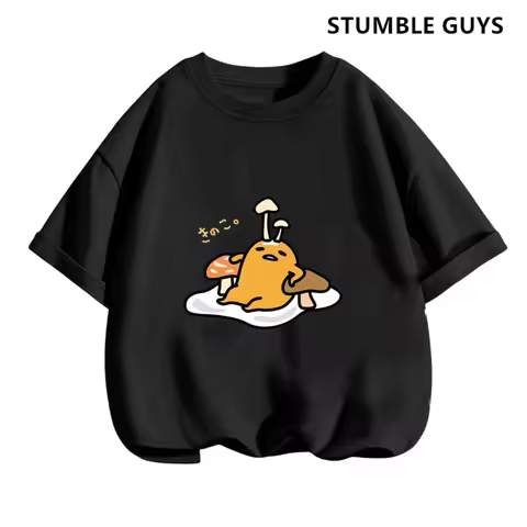 2024 Gudetama Tshirt Kids Summer Sonic Kids Clothes Cartoon Girls Casual short-sleeved T-shirt Baby Boy Clothing Trucksuit