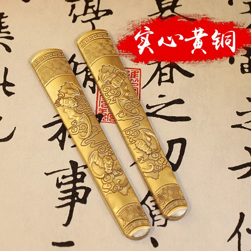 Ruyi bat brass ruler paperweight calligraphy study four treasures solid brass layering brush paperweight lettering