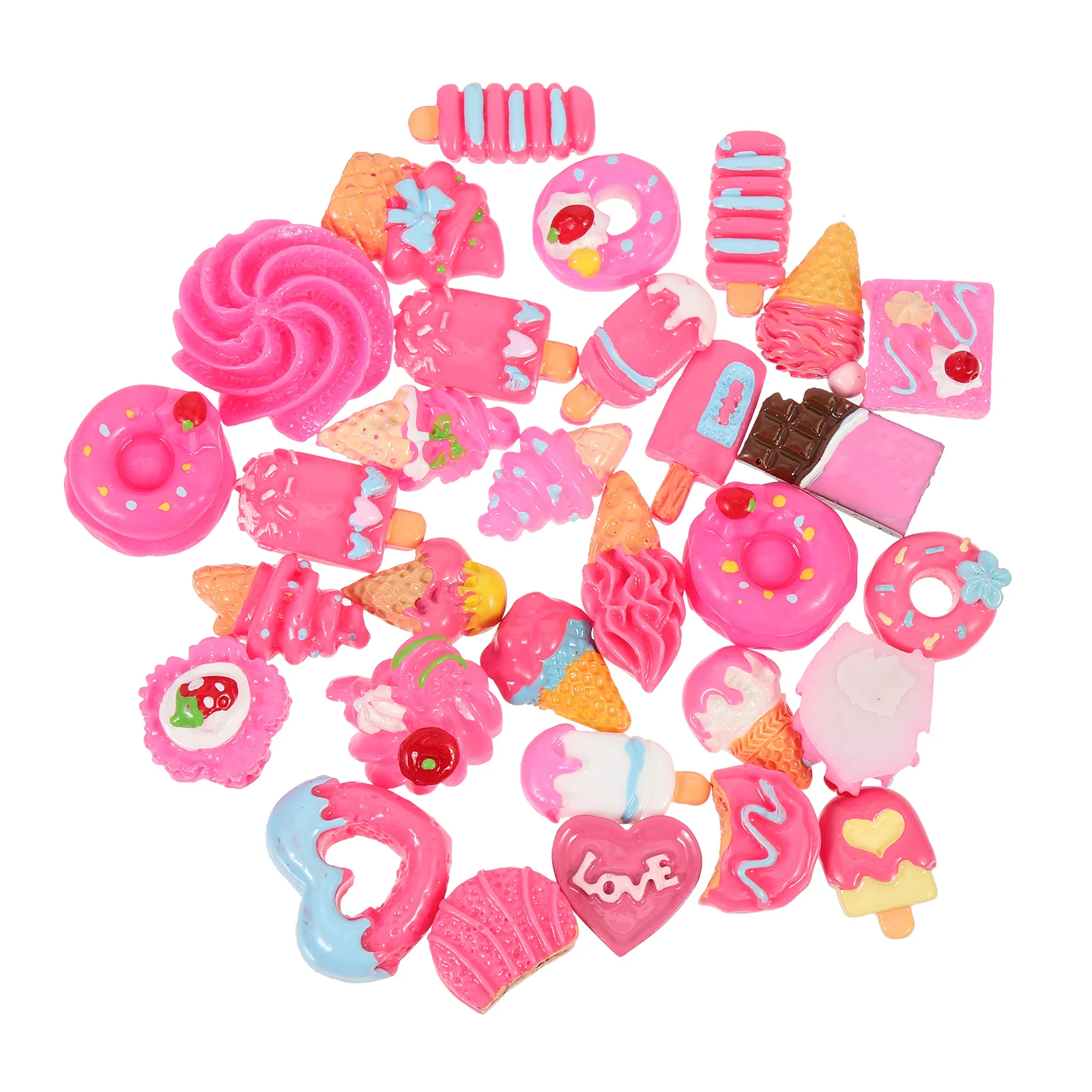 

30 Pcs Simulated Food Resin Nail Jewelry DIY Phone Case Charm Decor Cake Ornaments Handmade Craft Accessories Lightweight
