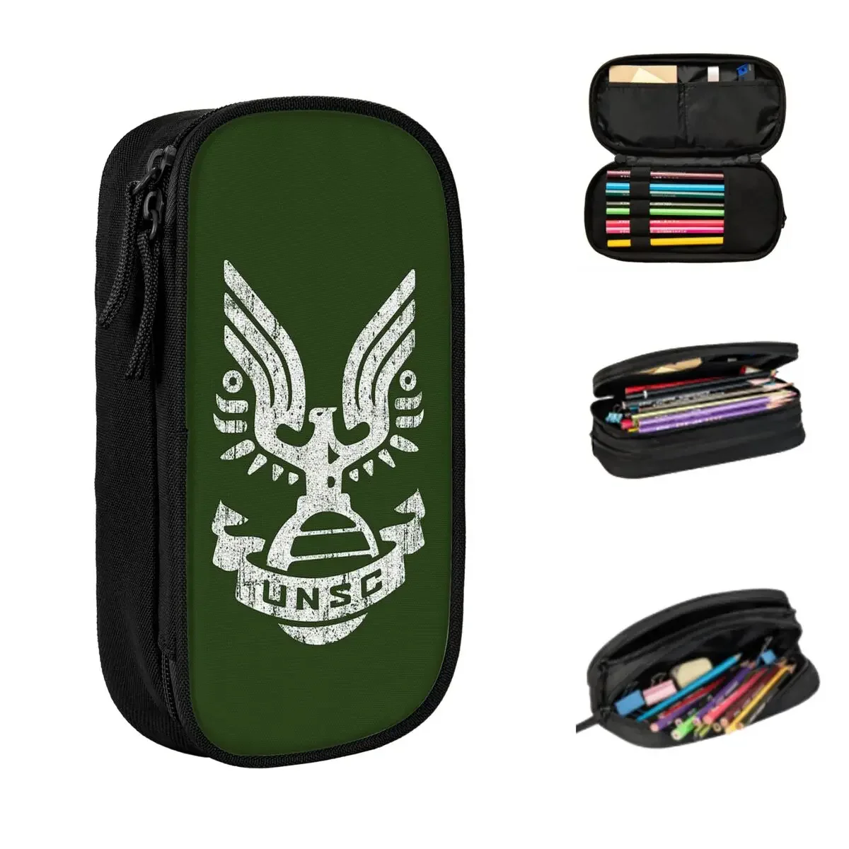 Halo UNSC Worn Logo Pencil Cases Large Storage Pen Bags Pen Box Pencil Pouch For Boys Girls Students Stationery School Office