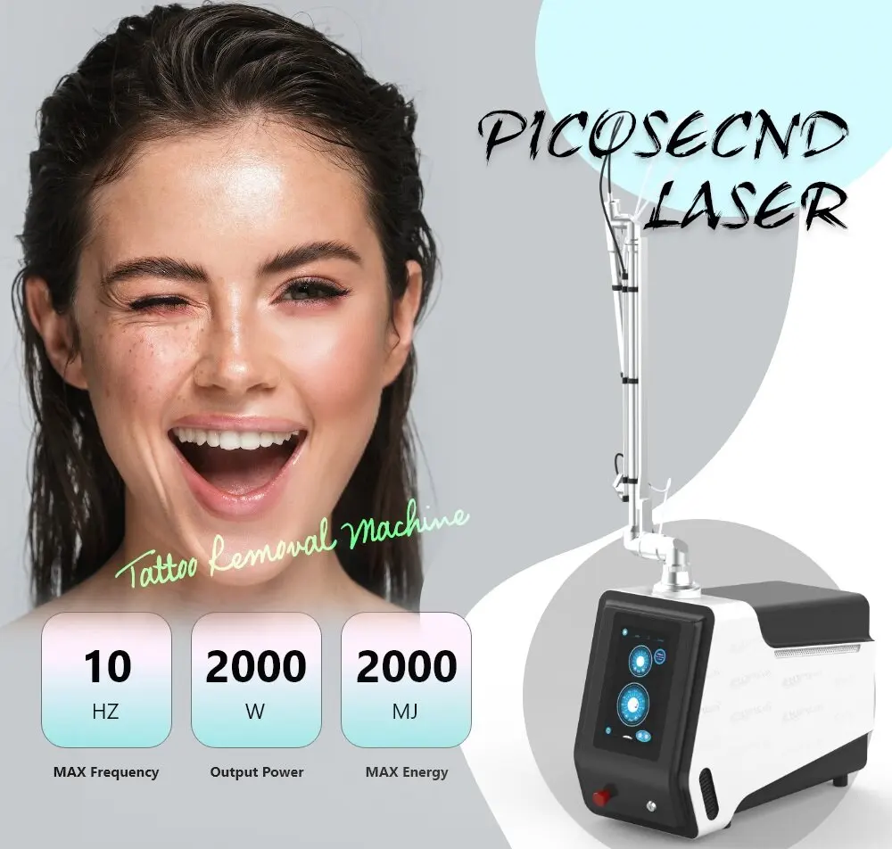 Professional Q Switch Nd Yag Picosecond 755Nm Laser Freckle Treatment Skin Resurfacing Laser Tattoo Removal Machine For Salon