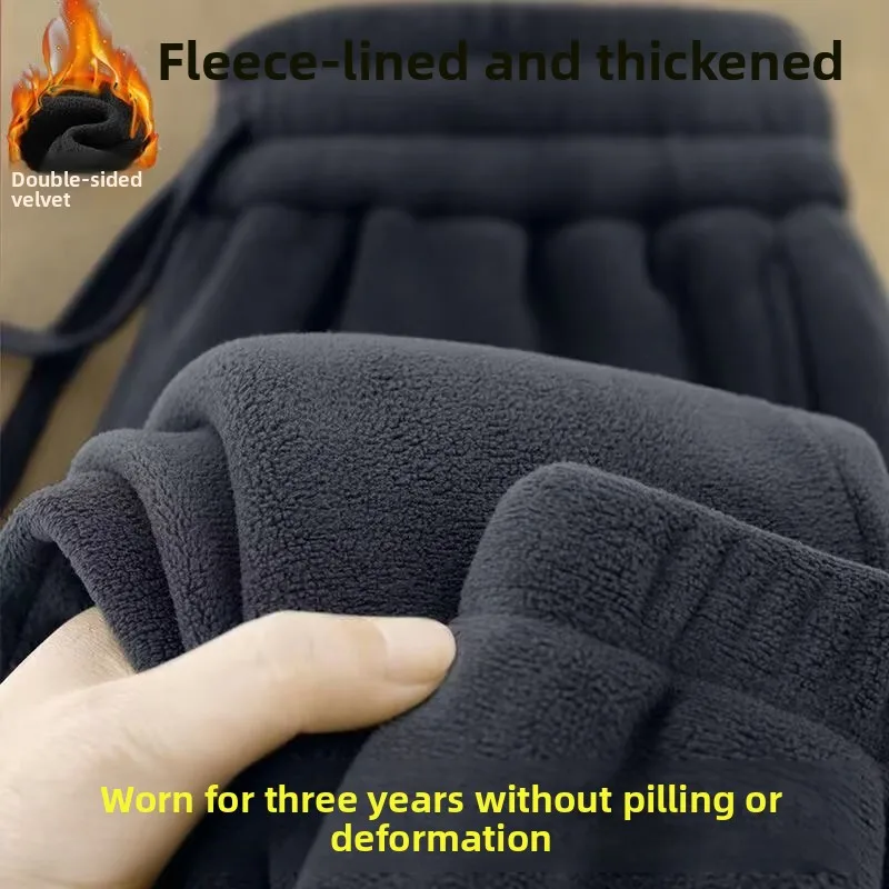 

Double-Sided Fce Men's Thiened Warm Sweatpants Loose Fit Spor Dad Winter Trousers Youth Casual Long Pants Basic Colors