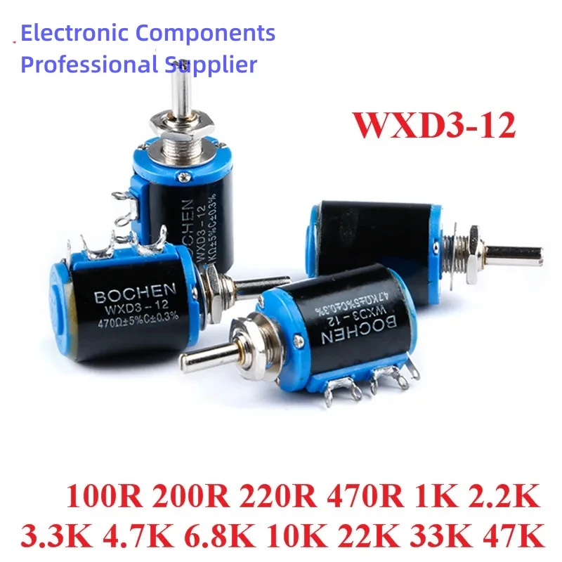 WXD3-potenciómetro de WXD3-12 bobinado multigiro, 100R, 200R, 220R, 470R, 1K, 2,2 K, 3,3 K, 4,7 K, 10K, 22K, 33K, 47K