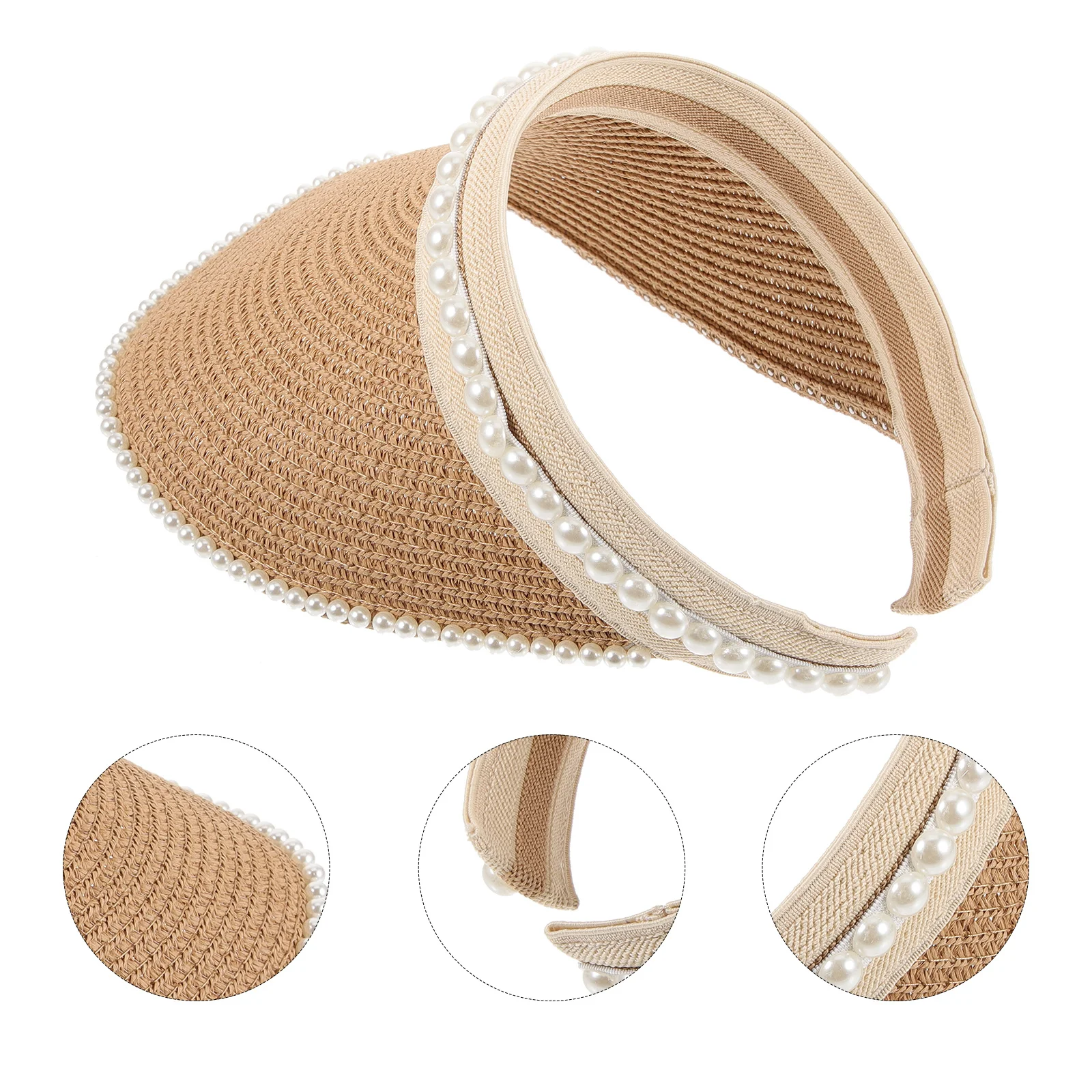 

Sun Visor Hat for Women Portable Straw Sunshade Wide Brim Uv Protection Beach Hat Adjustable Summer Outdoor Travel Cap