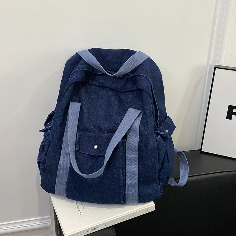 Casual Fashion Denim School Bags Large Capacity Zipper 2025 High Quality Personality Youth Backpacks for Women Softback