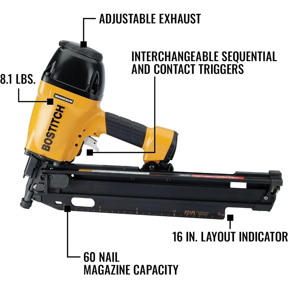 Framing Nailer, Round Head, 1-1/2-Inch to 3-1/2-Inch, Pneumatic (F21PL)