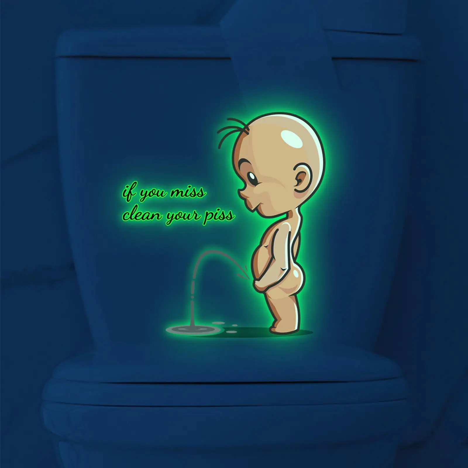 Funny Peeing Boy Toilet Sticker Luminous PVC Bathroom Decor Easy to Install Wall Art for Home Cistern