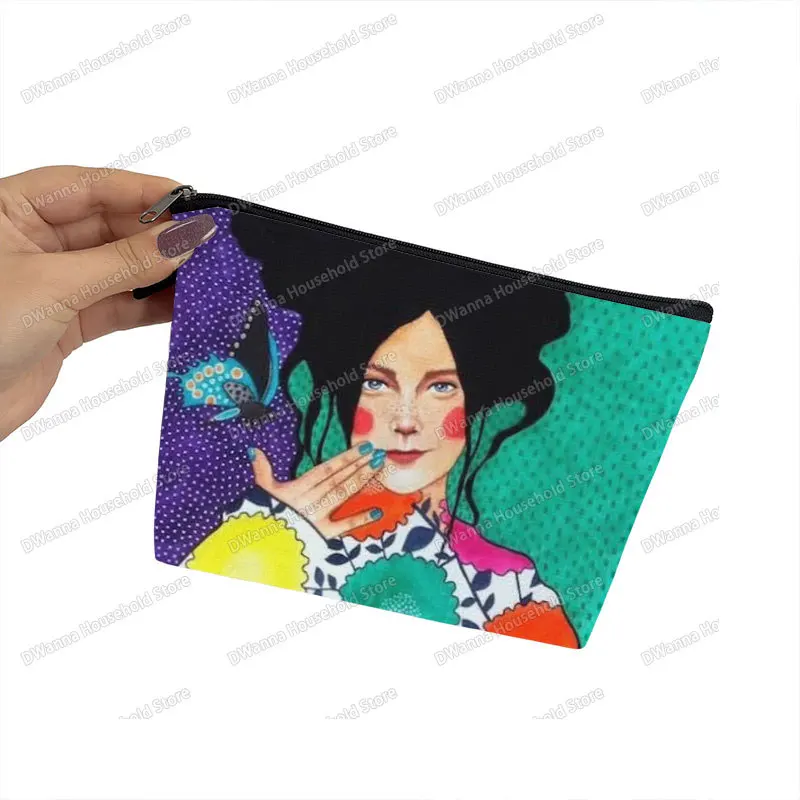Fashion Europe Retro Lady Oil Painting Storage Bag Women Beauty Makeup Bags Lipstick Small Pouch Ladies Toiletry Cosmetic Case