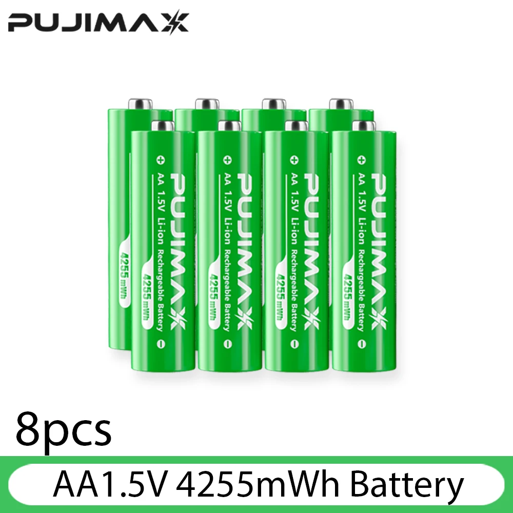 PUJIMAX 4/8/12 Slot AA 4255mWh Smart Oplaadcompartiment 1,5V Lithiumbatterij Oplaadbare Oplader Set Grote Capaciteit - afbeelding 1