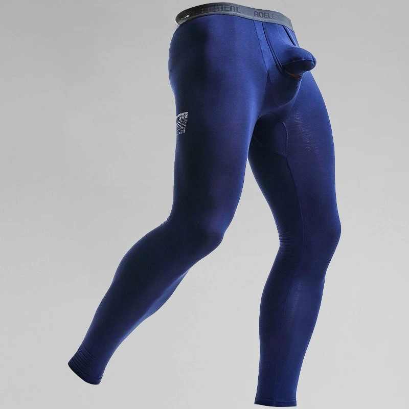 

Men's Warm Thermal Underwear Bottoms Separate Lifting Pouch Compression Pants Athletic Johns Legging Tights Baselayer Trousers