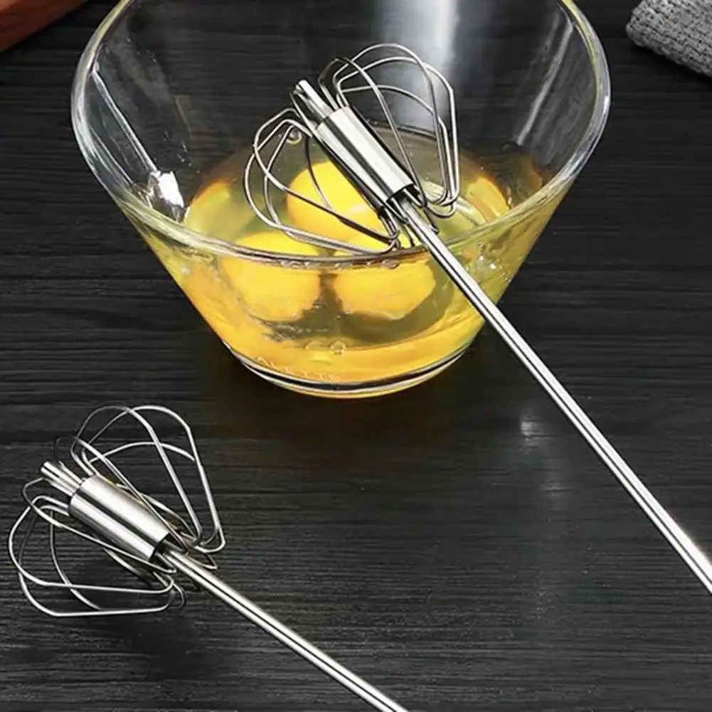 Whizzy Whisk Hand-operated Blender Stainless Steel Semi-automatic Whisk Set for Cooking Hand Push Rotary Mixer Eggbeater Kitchen