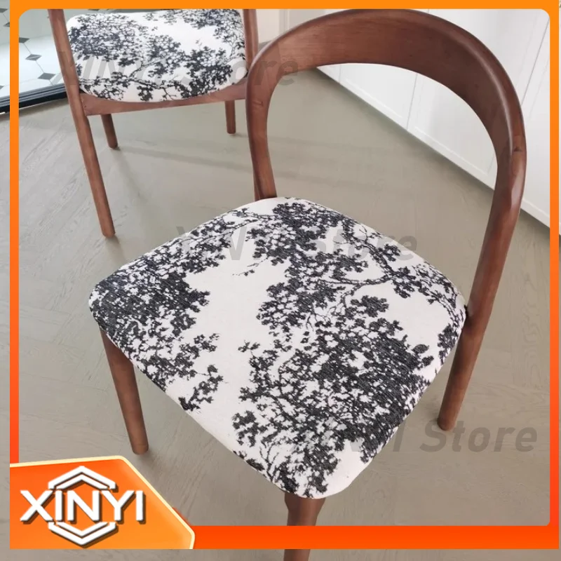 Rustic French Chair for Farmhouse Dining Room Upholstered Back Solid Wood Armchair for Home Office Bedroom Boho Style Living