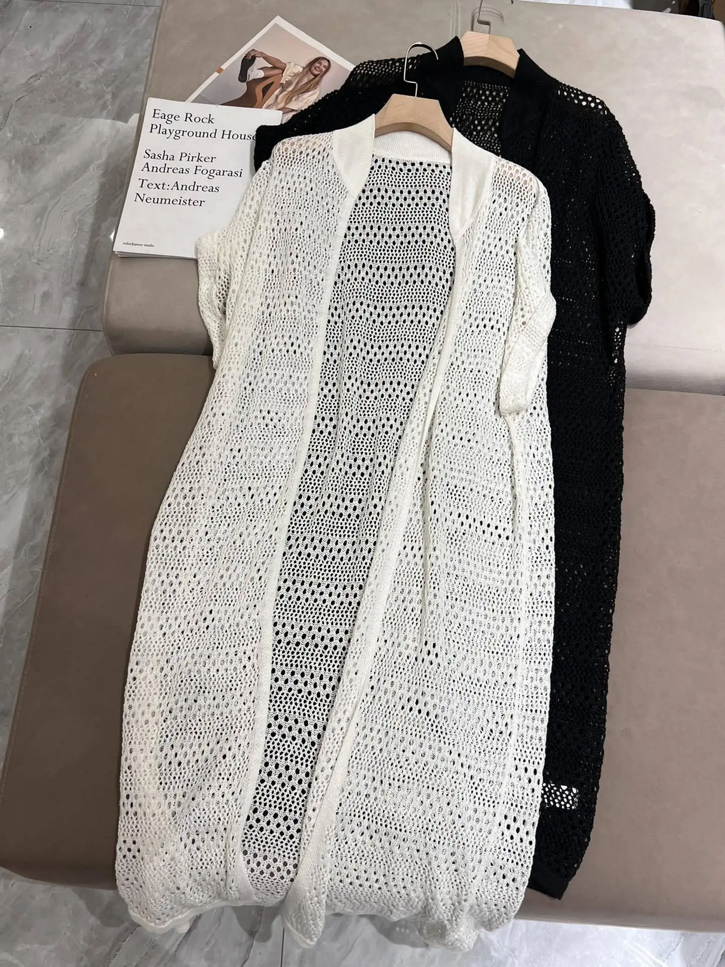 

Women Hollow Out Cardigan Short Sleeve Stand Collar Solid Color Loose Autumn 2024 Sweater