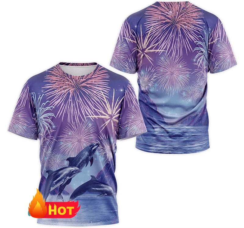 Trendy 3d Print Dolphin Animal Graphic T-shirt For Men And Women Summer Fashion Casual T Shirt Personality Round Neck Tees Tops