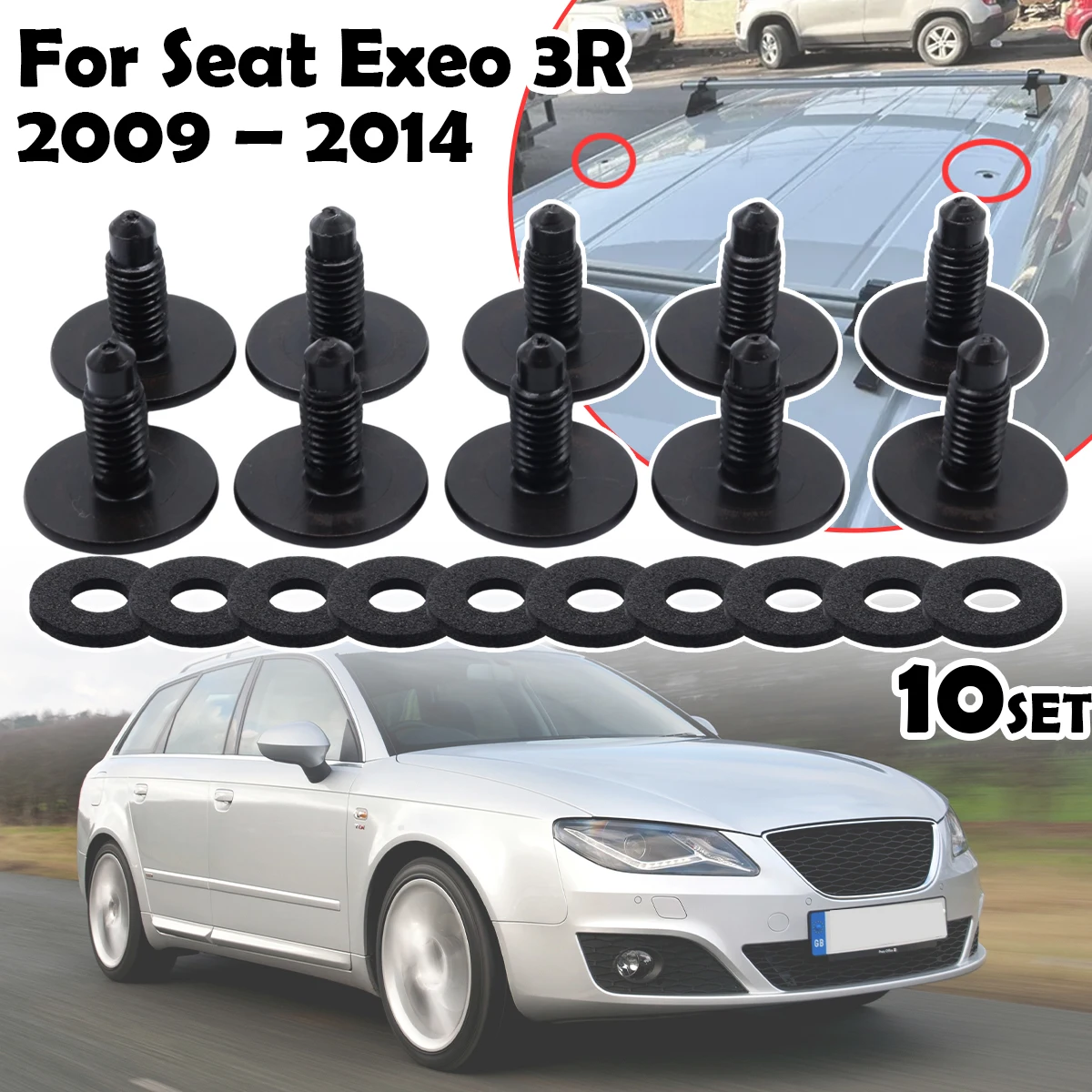 

10SET For Seat Exeo 3R WHT006148 Car Roof Rack Holes Panel Blanking Black Screws Bolts Sealed N90993801 2009 2010 2011 - 2014