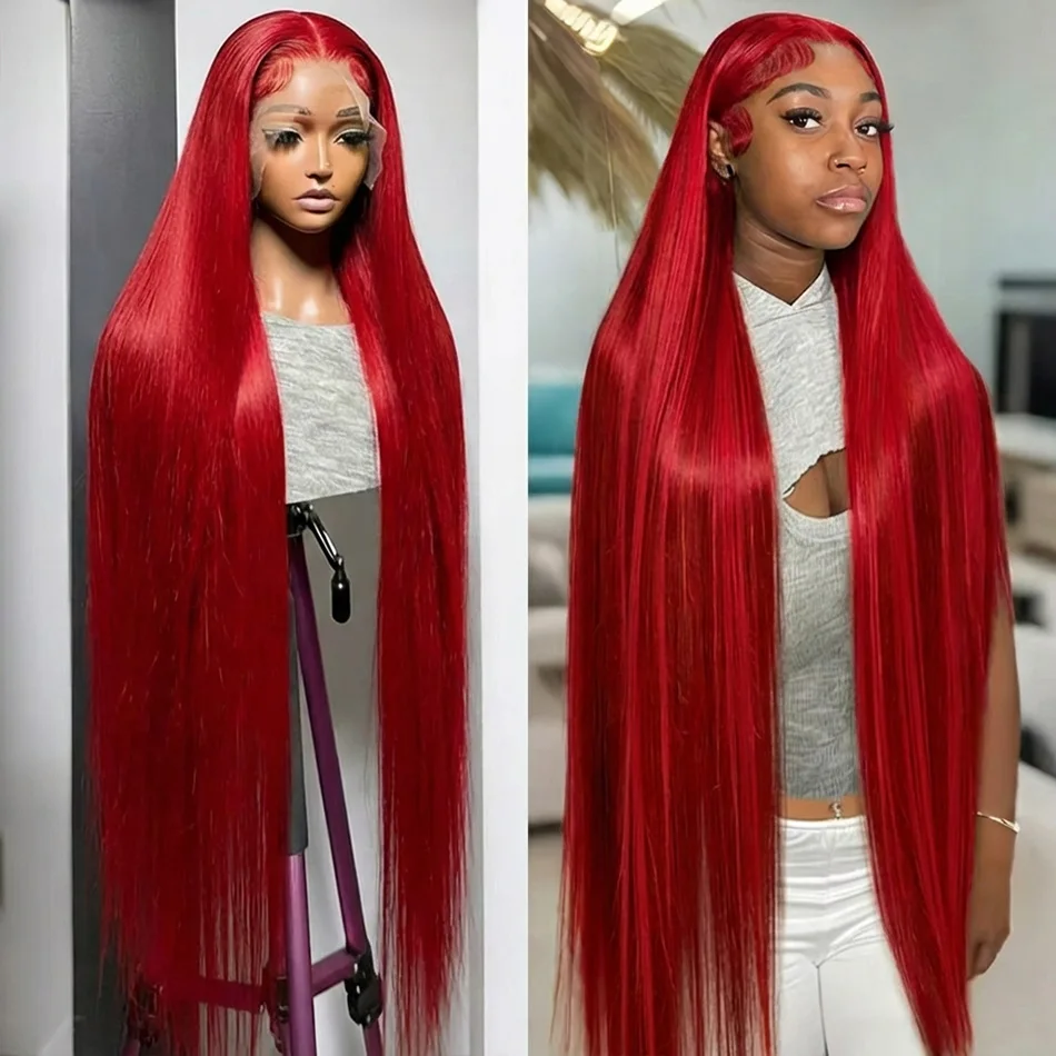 

Парик из натуральных волос с прямой шнуровкой 13x6, плотность 250, ярко-красный, с прямой шнуровкой 13x4, для женщин