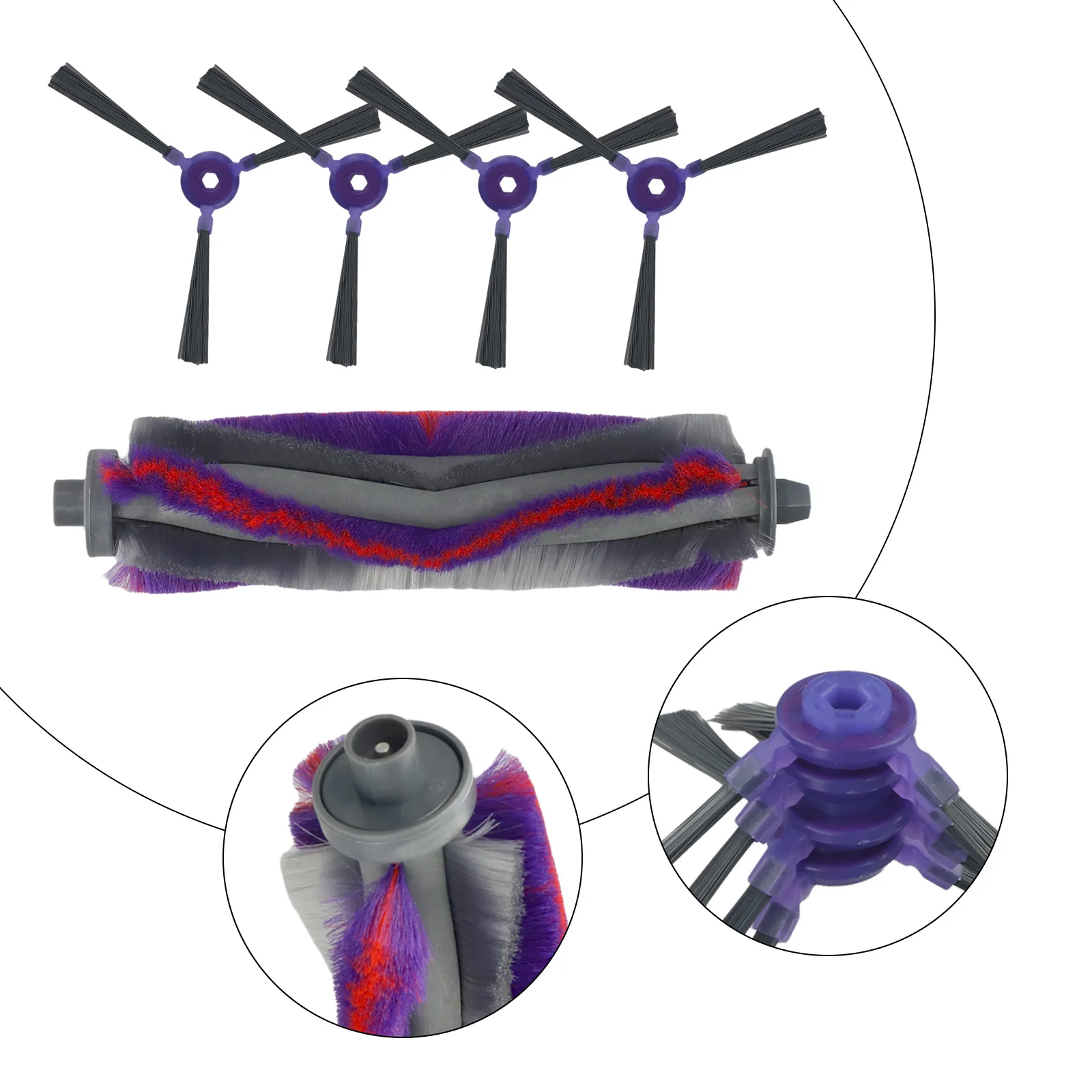 Optimal Corner Cleaning with Side Brush Roller Brush for Samsung VR05R5050WK Robot Vacuum Cleaner Solid and  Optimal