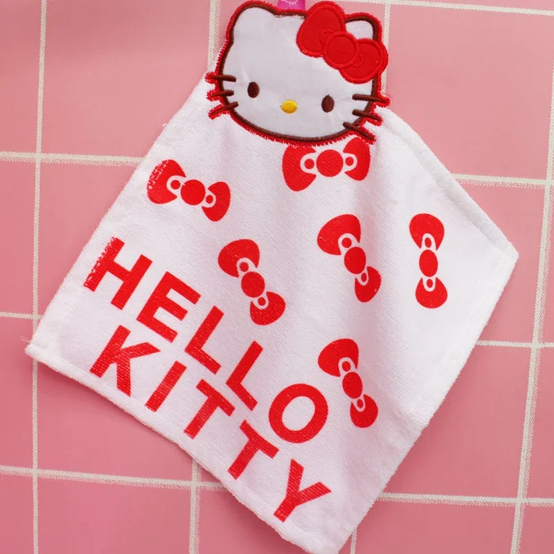 Hello Kitty Khăn Lau Tay Nhà Bếp Phòng Tắm Thấm Hút Vải Dishcloths Treo Vải Dễ Thương Nhanh Khô Khăn Tắm Mềm Mại 26.5X26.5cm Quà Tặng